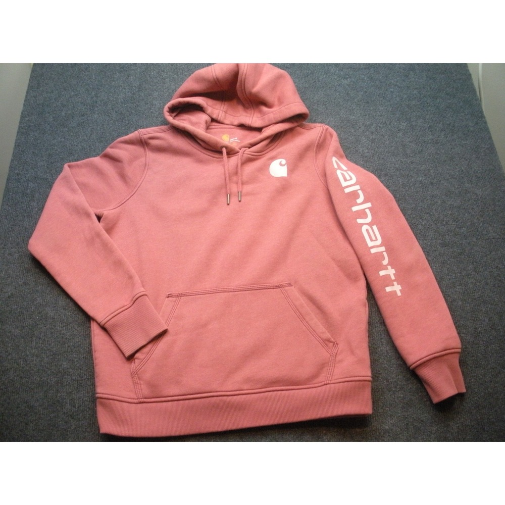 Carhartt Womens Relaxed Fit Graphic Sleeve Hoodie Pink Clay Medium 8/10